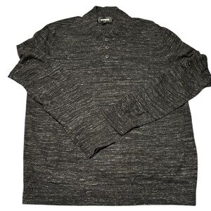 EXPRESS Men's 1/4 Button Mock Neck Pullover Sweater Size L Grey Marbled Cotton